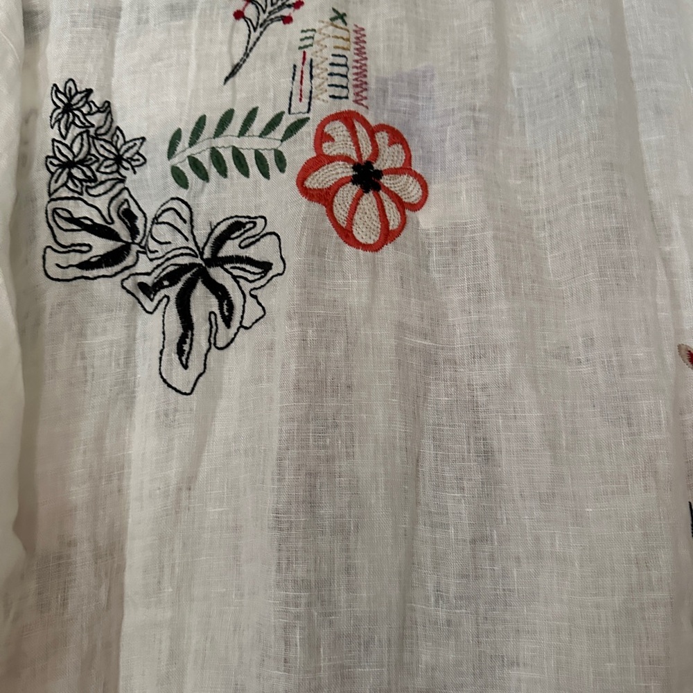 Johnny Was Simmie Embroidered Linen Blouse - Picture 12 of 15